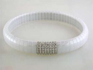Roberto Demeglio Pura White Ceramic Bracelet 8 Diamond Section White Gold GC4B1DBOB