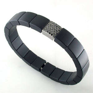 Roberto Demeglio Domino Black Ceramic Single Row Matte Bracelet with Black Diamonds