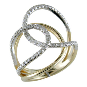 14K Yellow & White Gold Diamond Crossover Design Ring R1019Y