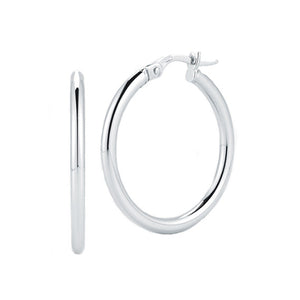 Roberto Coin 18k White Gold 25MM Perfect Hoop Earrings