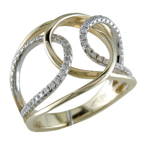 14K Yellow & White Gold Diamond Crossover Design Ring R1014Y
