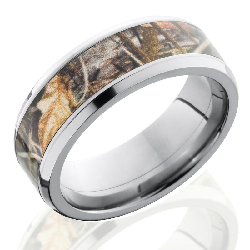 Lashbrook 8mm Titanium Men's Flat Wedding Band Ring with Realtree Max4 Camouflage Inlay