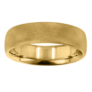 Men's 6mm 14K Yellow Gold Brushed Wedding Band Ring