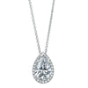 Pear Shape Diamond Halo Pendant Necklace 18K White Gold