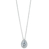Pear Shape Diamond Halo Pendant Necklace 18K White Gold