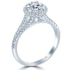 Point of Love Round Brilliant 1 Carat Diamond Halo Platinum Engagement Ring Split Shank