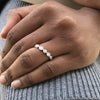 Stackable Alternating Bezel & Leaf Diamond Wedding Eternity Band Ring with Milgrain