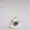Kabana Kalo Mati 14k Yellow Gold Evil Eye Diamond Pendant with Grey Mother of Pearl Inlay
