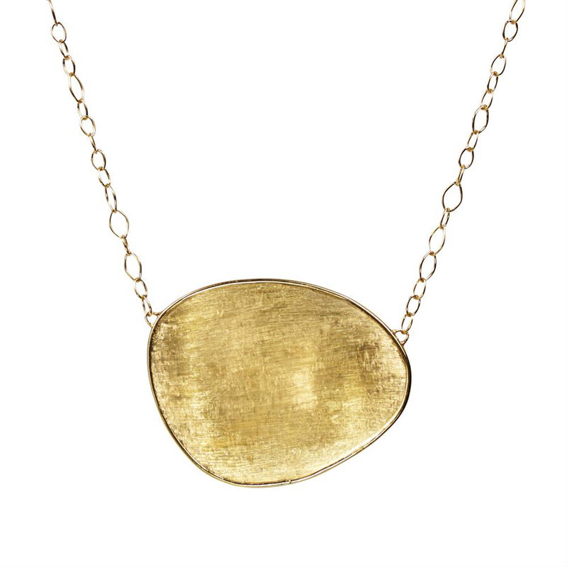 Marco Bicego Lunaria Large Oval 18K Yellow Gold Necklace Pendant 17.5