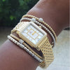 Hulchi Belluni 18K White Gold Stretch Stackable Bracelet with michele watch