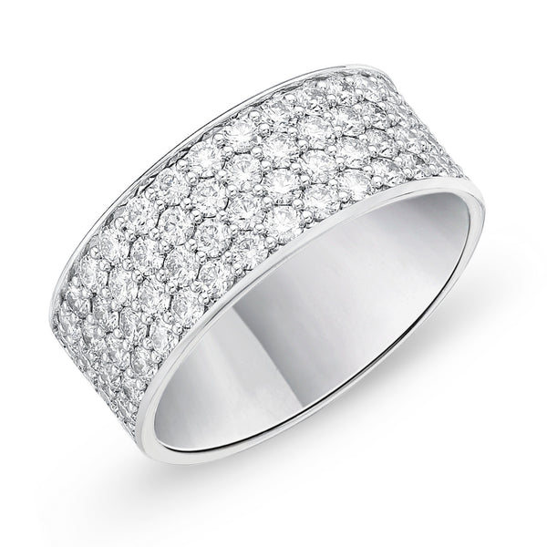 Memoire 18K White Gold Four-Row Halfway Pave Silk Diamond Band – NAGI