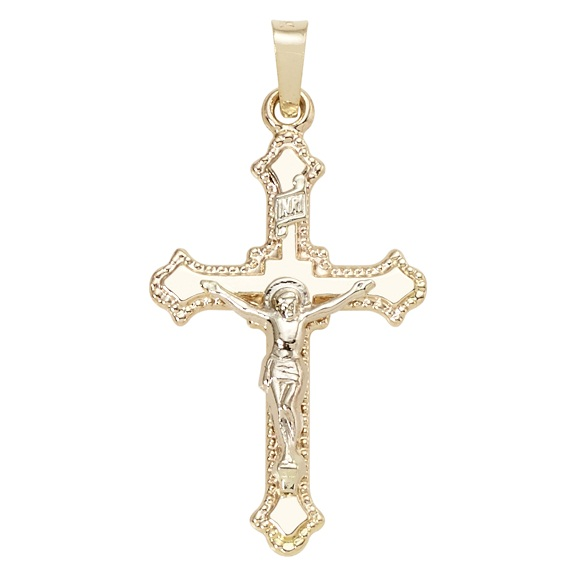 14k Yellow Gold Crucifix Cross Pendant Charm