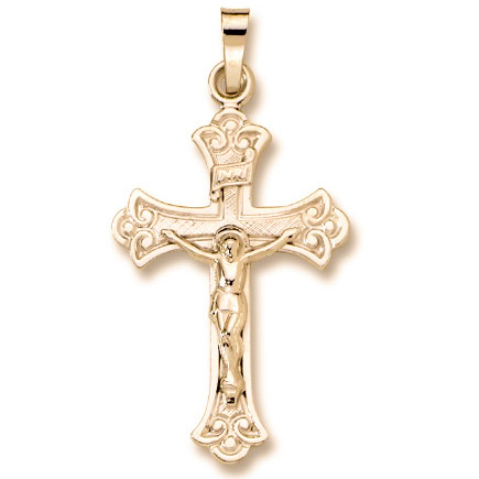 14k Yellow Gold Fancy Crucifix Cross Pendant