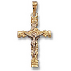 14k Yellow gold Pierced Crucifix
