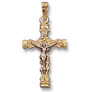 14k Yellow gold Pierced Crucifix