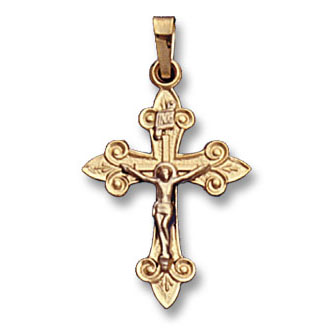 14k Yellow Gold Cross and Crucifix Charm Pendant