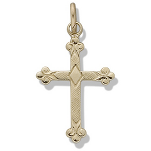 14k Yellow Gold Florentine Cross Pendant