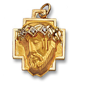 14k Yellow Gold 3D Jesus Head