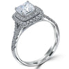 Point of Love Square Brilliant Cut 1 1/2 Carat Diamond Double Halo Platinum Engagement Ring