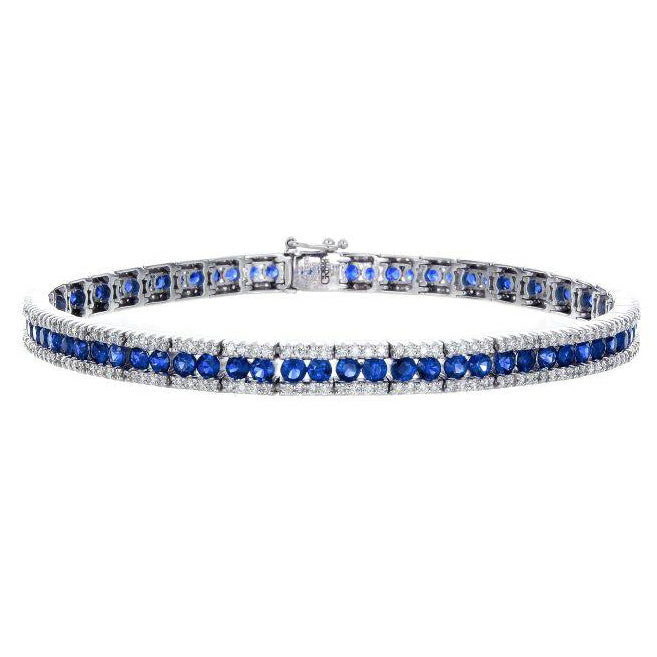 Sapphire & Diamond Espris Tennis Bracelet 18K White Gold