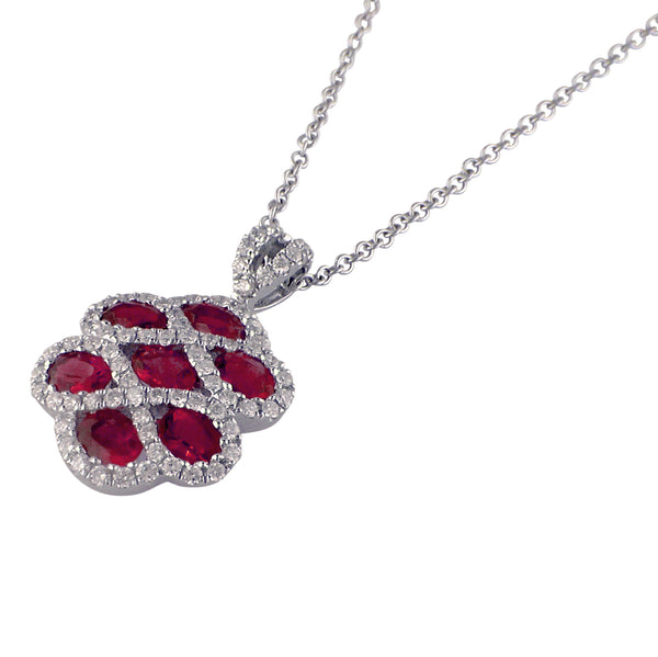 Gregg Ruth Ruby & Diamond Criss Cross Pendant Necklace 18K White Gold ...
