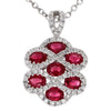 Ruby & Diamond Criss Cross Pendant Necklace 18K White Gold