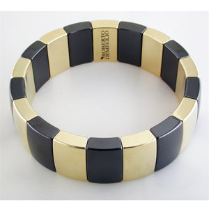 Roberto Demeglio Aura 1 Row Large Alternate Bracelet in Yellow Goldplated Black Polished Ceramic