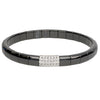 Roberto Demeglio Pura Black Ceramic Elastic Bracelet with 7 Cluster Diamond Links Glossy .49ctw