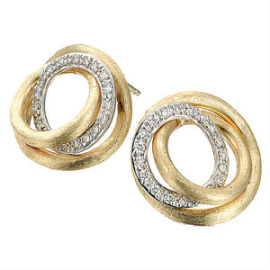 Marco Bicego Jaipur Link Yellow Gold Diamond Circle Stud Earrings OB1007 BYW