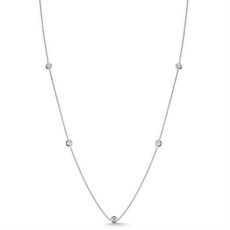 Roberto Coin 18 Karat White Gold Diamond By The Inch 5 Station Necklace