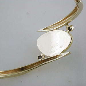 Oval Freeform Ethiopian Opal & Diamond 22K Yellow Gold Bangle Bracelet