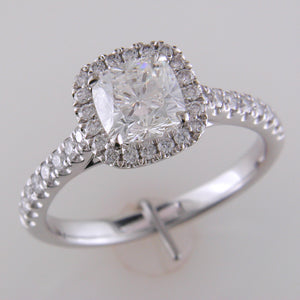 Point of Love Square Cushion Forevermark 1 Carat Diamond Halo Engagement Ring