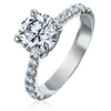 Round Brilliant 2 Carat Diamond Shank Platinum Engagement Ring