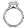 Point of Love Round Brilliant 2 Carat Diamond Halo Platinum Engagement Ring Split Shank