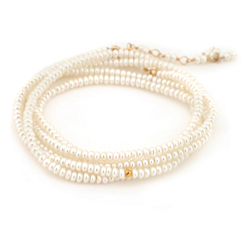 Anne Sportun White Pearl Beaded Wrap Bracelet & Necklace 34