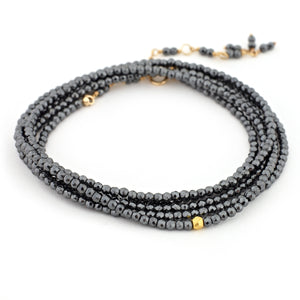 Anne Sportun Hematite Beaded Wrap Bracelet & Necklace 34" B098G-HEM