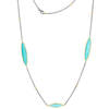 Lika Behar "Kara" Necklace with Marquise Kingman Turquoise Silver 24K Gold 38"