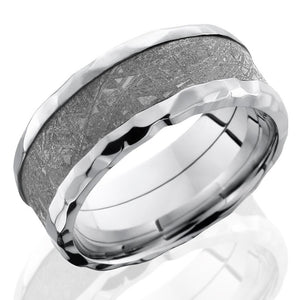 Lashbrook 9mm Cobalt Chrome Men's Flat Wedding Band Ring with Meteorite Inlay