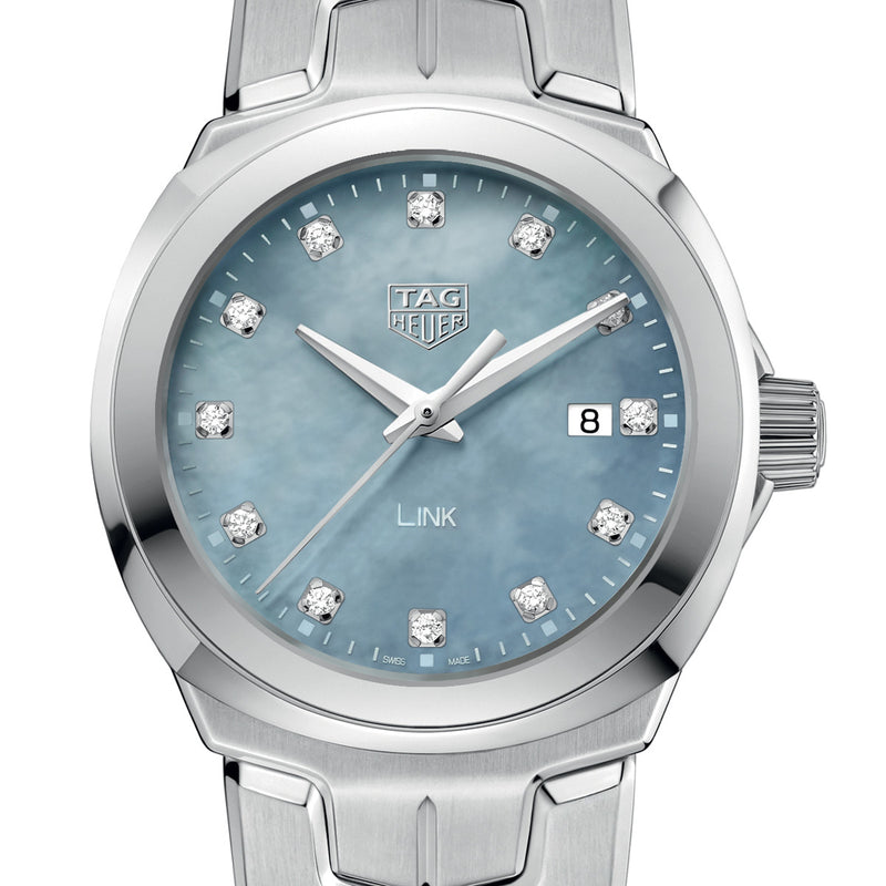 Tag Heuer Ladies Link White & Grey MOP Diamond Dial Quartz Watch WBC1313.BA0600