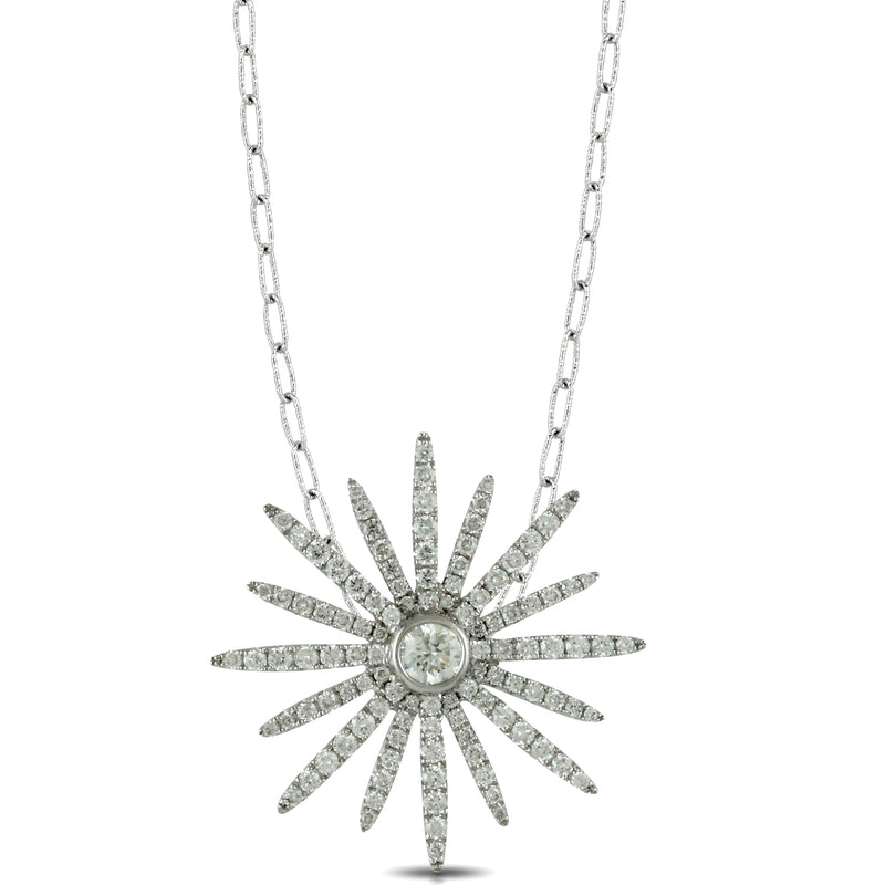 Doves Star Diamond 18K White Gold Pendant Necklace