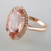 Doves Morganite 18K Pink Rose Gold Diamond Oval Halo Ring cocktail