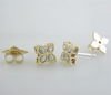 Roberto Coin Princess Flower Diamond Small Stud Earrings 18K Yellow Gold