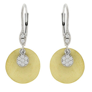 Meira T White and Yellow Gold Earrings with Pave Charms 1E5291