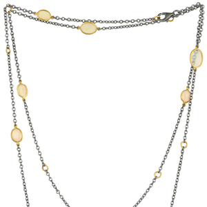 Lika Behar "Katya" Opal Necklace in Sterling Silver & 24K Gold 38" Adjustable KAT-N-105-GXOP-43
