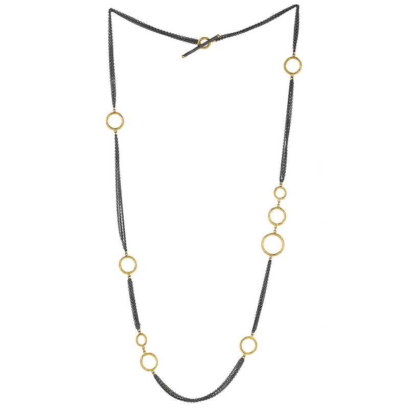 Lika Behar "Bubbles" Multichain Necklace in Sterling Silver & 24K Gold 36" BUB-N-111-GOX-104