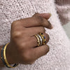 Lika Behar "Love" Stackable Ring Band  in 22K Gold with Rainbow Moonstones LV22-R-506-GMS