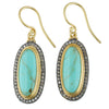 Lika Behar "My World" Earrings with Oval Kingman Turquoise & Cognac Diamonds Silver 24K Gold MY-E-100-GXCDTQ-26