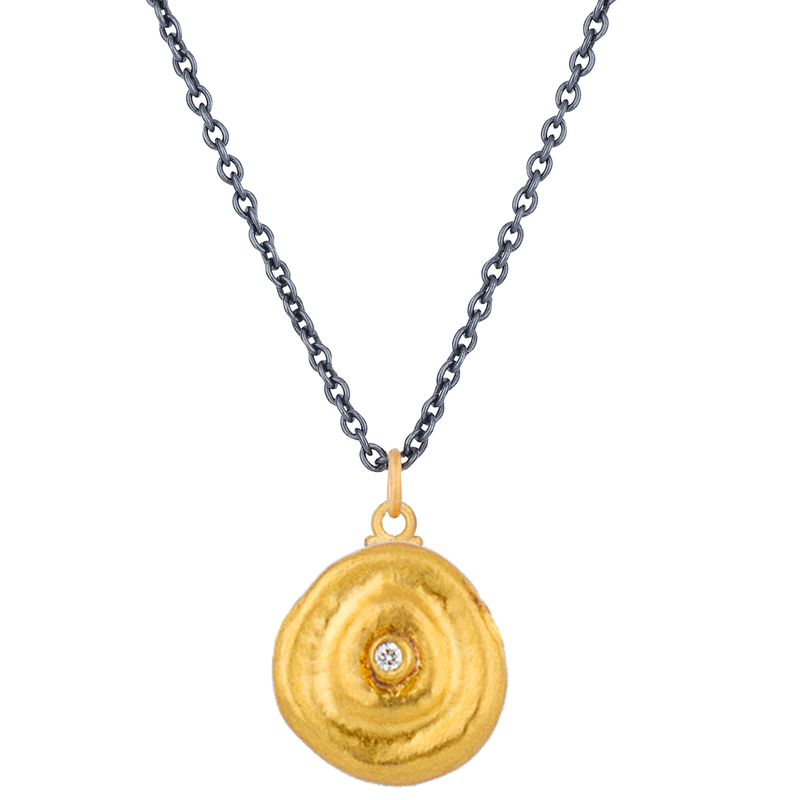 Lika Behar Single Rondelle Diamond Necklace 24K Gold RD-N-116-GOXD-1