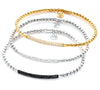 Hulchi Belluni Bracelet with Pave Sapphire ID Bar Yellow Gold Stretch Stackable 21348H4BL