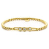 Hulchi Belluni Fidget Bracelet with Three Bezel Diamond Moveable Stations Yellow Gold Stretch Stackable